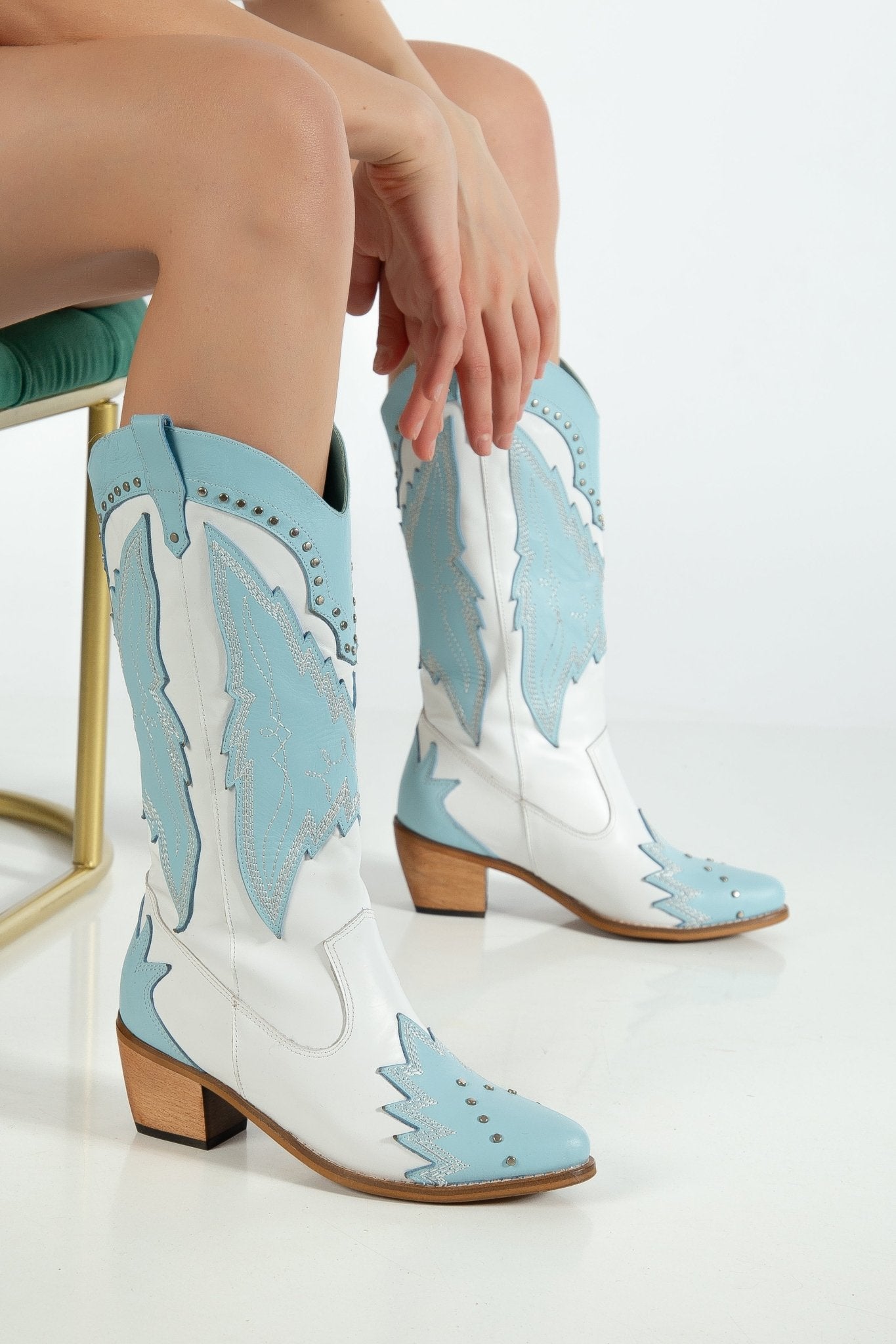 Ms Sucra Sky - Exklusive handgefertigte Damen Cowboystiefel aus hochwertigem Echtleder - Ms Sucra