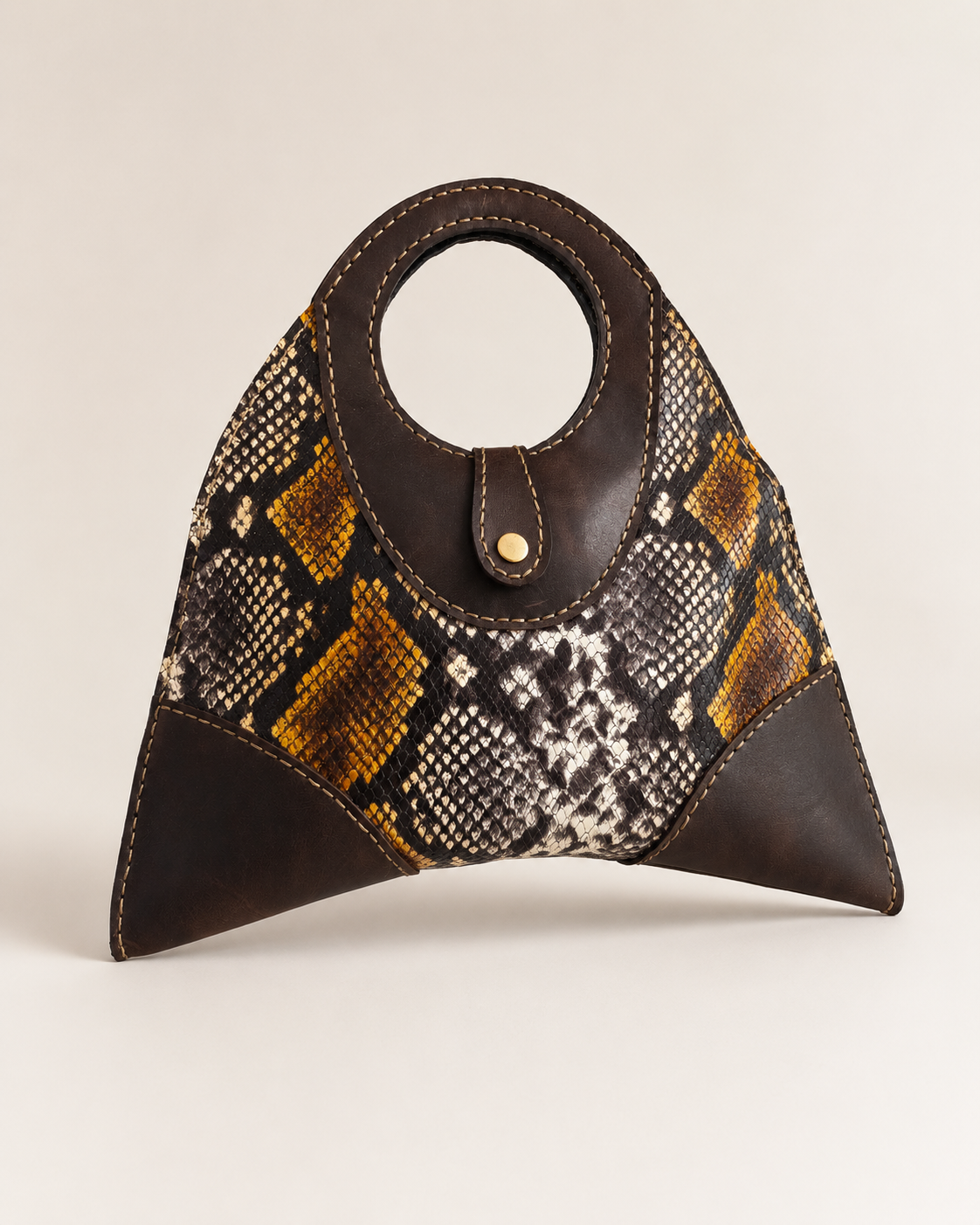 Handgefertigte Leder-Handtasche im Snake-Look