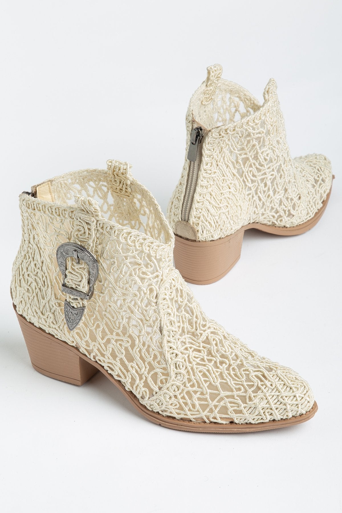 Luftige Sommer-Cowboy Boots für Damen – Häkel Ankle Boots mit Schnalle für Hochzeit, Alltag & heiße Tage - Ms Sucra