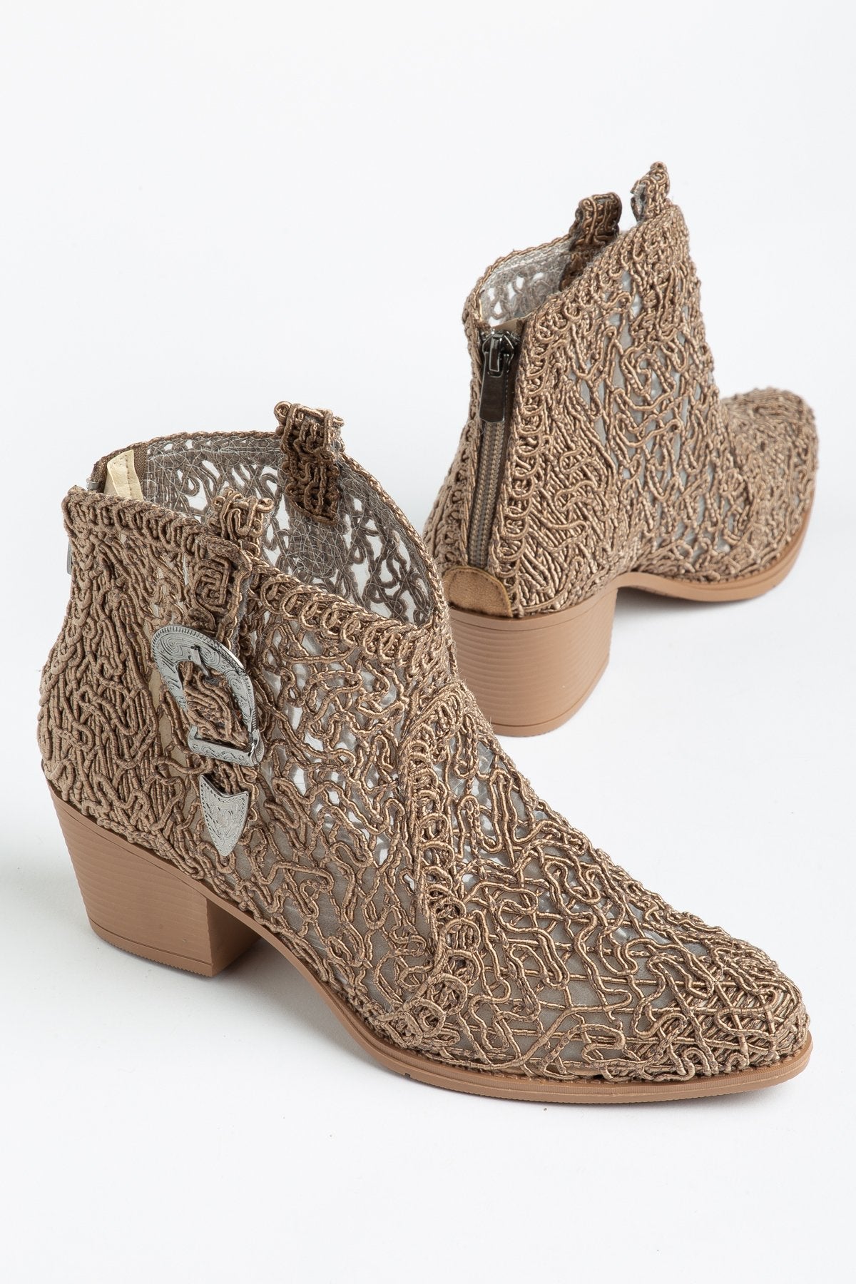 Luftige Sommer-Cowboy Boots für Damen – Häkel Ankle Boots mit Schnalle für Hochzeit, Alltag & heiße Tage - Ms Sucra